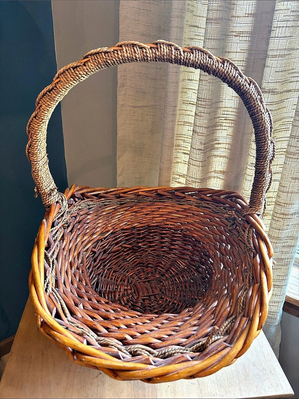Woven Brown Basket with Handle